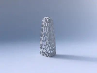 Vase curved tipping triangle with diagonal grid lattice 3D print model