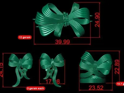 Half set of gold string bowtie 3D print model