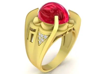 Luxury Oval Gemstone Cocktail Ring for Men  3397 3D print model