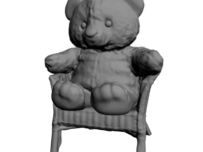 Teddy Bear on chair 3D model