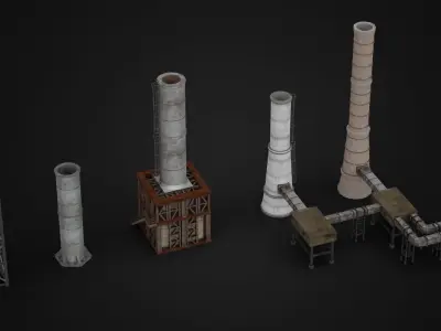 Modular Industrial Pipe Low-poly 3D model