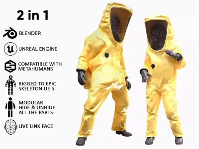 Mens and Womens Hazmat Suit 1 3D Model Collection