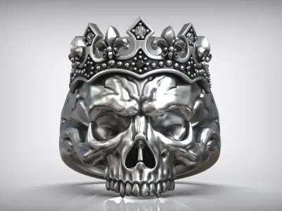 Skull Head Queen Tiara Diamond Ring 3D print model