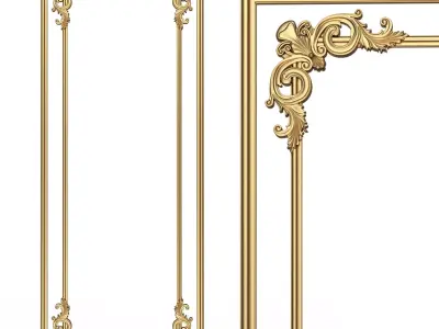 Boiserie Carved Decoration Panel 07 Low-poly 3D model