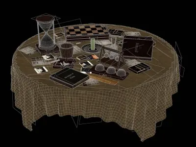  Classic Wooden Vintage Table Low Poly Low-poly 3D model