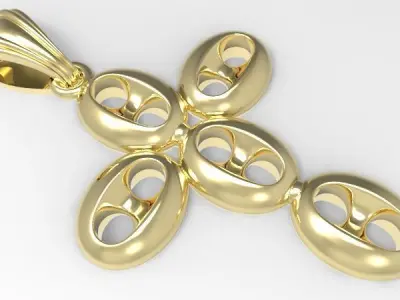 puff Gucci link cross pendant 3D print model
