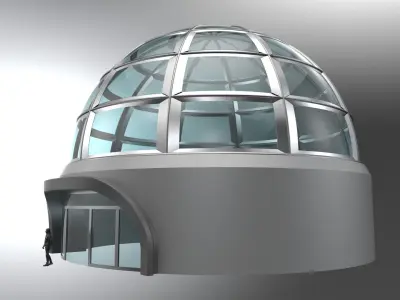 Architectural Dome Building Rectangular Divisions Structure 3D model