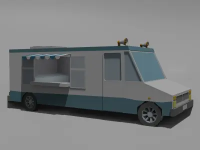 Ice Cream Van Low Polly  Low-poly 3D model