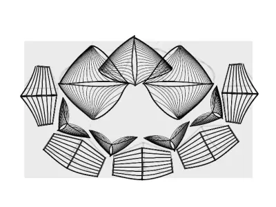 Lotus Wire Flower Architectural Parametric Sculpture 3D model