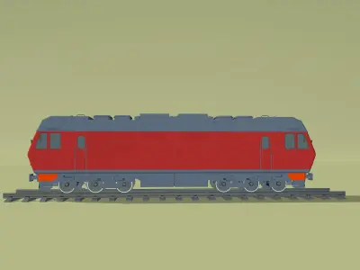 3d model of a diesel locomotive with wagons 3D model