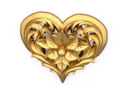 Heart decorative ornament onlay cnc 3d printing stl 01 3D print model