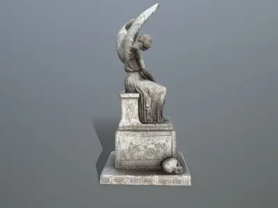 statue 3 of angel Low-poly 3D model