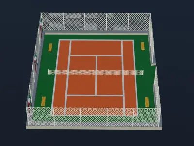 Tennis Court - Mexican Low-poly 3D model