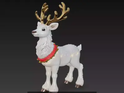 Stylized Christmas Reindeer - Cute Holiday Deer Figurine 3D Model Collection