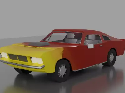 Old Racing Car Low-poly 3D model