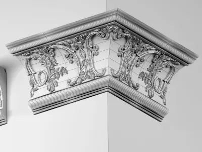 cornice 3D model gold ornate corner molding 3D model