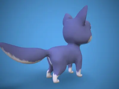 Cartoon young Cat Low-poly 3D model