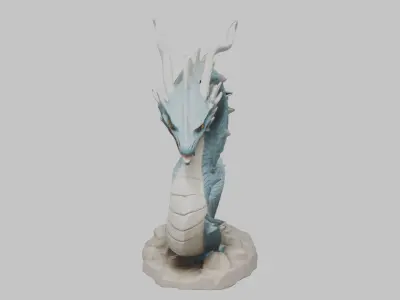 Blue Dragon Figure Low-poly 3D model