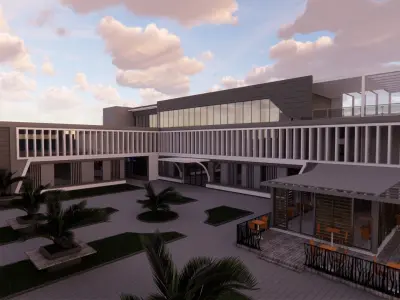 Education Building along with Plaza 3D model