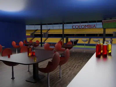 Colombia Football Stadium and Interiors Low-poly 3D model