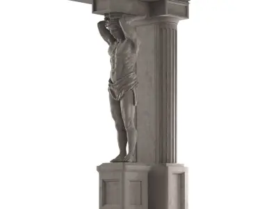 Atlant statue of man holding column 3D model