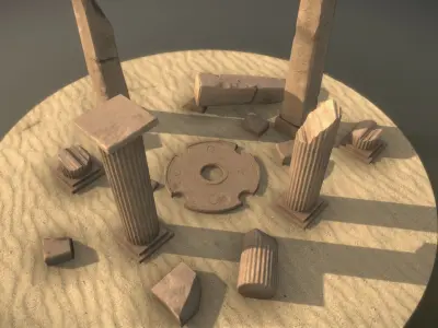  Ancient African Ruins Low poly 3D Model Game Ready Low-poly 3D model