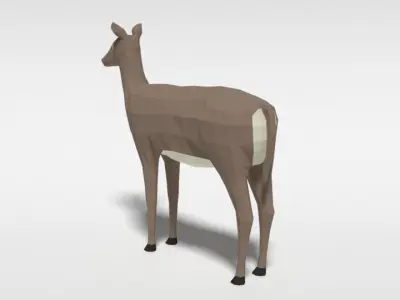 Low Poly Cartoon White-tailed Female Deer Low-poly 3D model