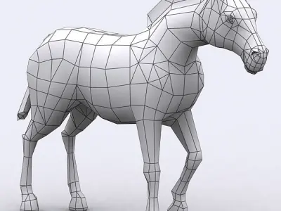 3DRT - Zebra Low-poly 3D model
