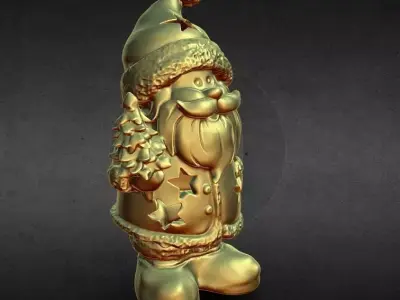 santa holding tree lighted decoration 3D model