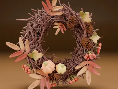 Autumn decorative wreath 3D model 3D model