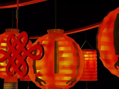 Chinese New Year Decorations 01 Low-poly 3D model