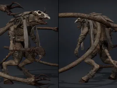 Mist Barbarian Tentacle Low-poly 3D model