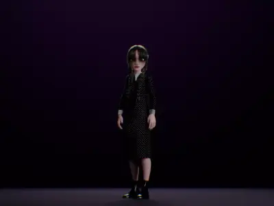 Game-Ready Stylized 3D Character Wednesday Addams Low-poly 3D model