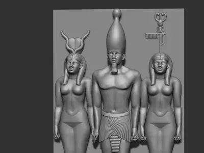 king menkaure and his queen - Egypt Pharaoh statue 3D print model