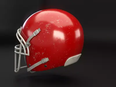 Old Used American Football Helmet Low-poly 3D model