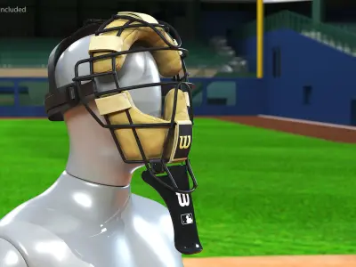 Baseball Full-Face Protection Mask Yellow 3D model