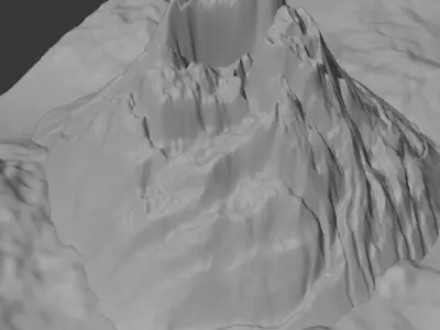 Volcanic Mountain Terrain  Game Ready 3D Model Low-poly 3D model