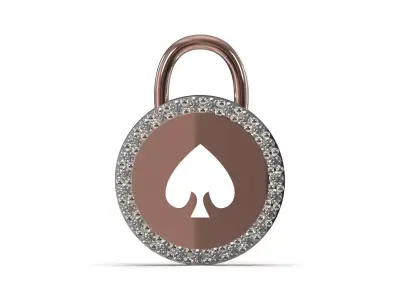 Lock Pendant Round Padlock with Spade Symbol jp0372 3D print model