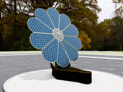 Dual Axis Daisy With Solar Tracking System-10 Wings-5-5 kW Low-poly 3D model