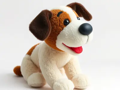 Cute Plush Dog Model Pack for Animation and Games Low-poly 3D model