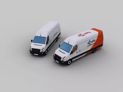 Lowpoly Van 5 mercedes benz vans Low-poly 3D model