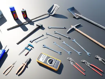 Hand Tools v2 - Unreal Engine Project Low-poly 3D model