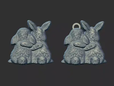 bunny hugging decor  3D print model