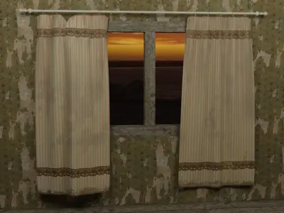 Curtains Old Low-poly 3D model