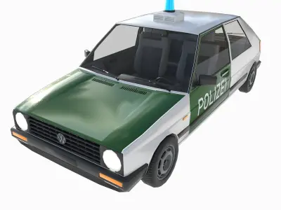 VW Volkswagen golf 2 police in Germany Low-poly 3D model