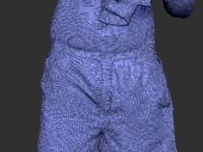 Shirtless young man with towel drinking water 304 Low-poly 3D model