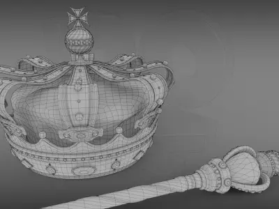 Crown and sceptre 3D model