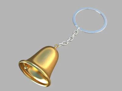 bell key chain golden 3D model