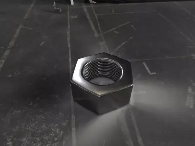 Rusty and clean steel hexagonal nut Low-poly 3D model