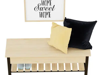 Park City Farmhouse 48 Inch Storage Bench Shelf for shoes 3D model